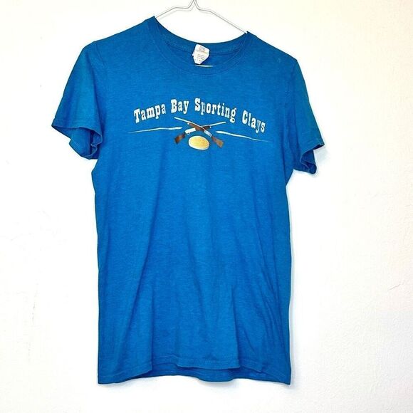 Gildan Cotton Tampa Bay Sporting Clays Heather Aqua Blue T-Shirt Size Small - Picture 1 of 4